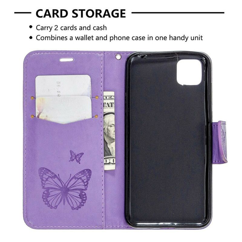 Capa Folio Para Huawei Y5p Flip Borboletas E Aba Oblíqua