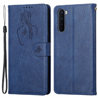 Capa De Couro Para OnePlus Nord Silhueta De Couro Falso