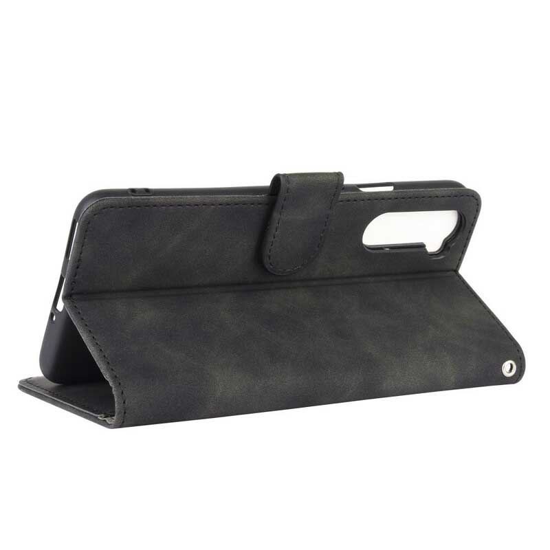 Capa Flip Para OnePlus Nord Efeito De Couro De Toque Suave