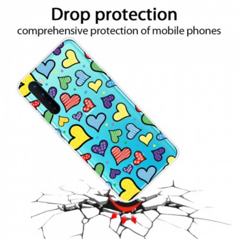 Capa Para OnePlus Nord Corações Multicoloridos