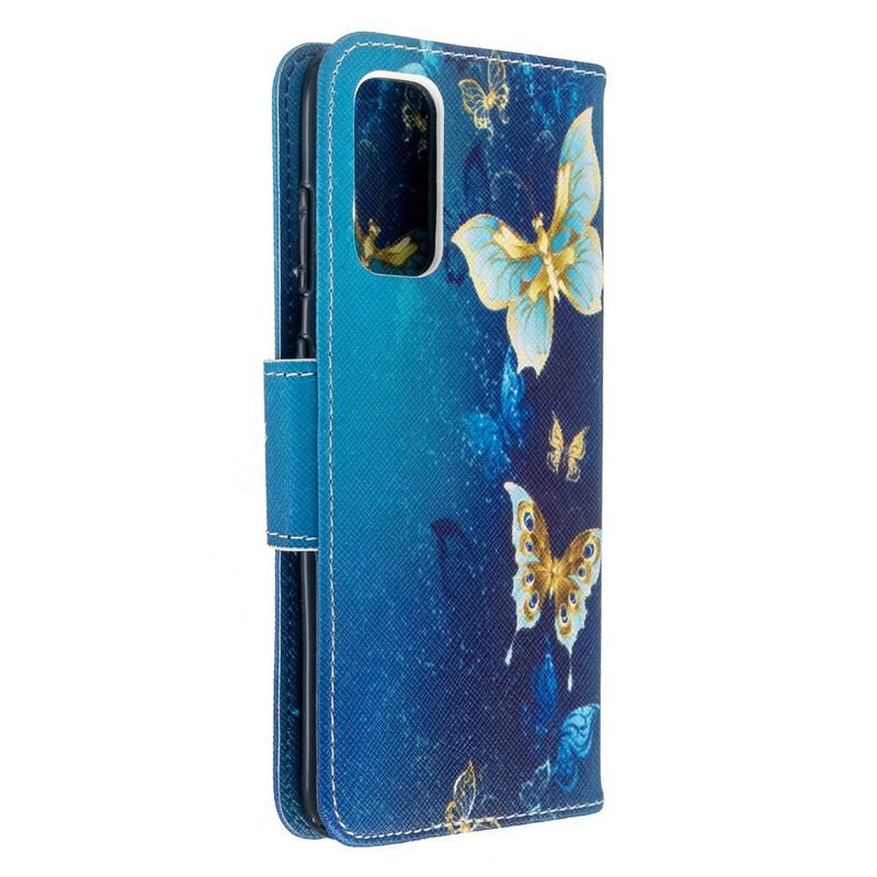 Capa Folio Para Samsung Galaxy S20 Borboletas Reis