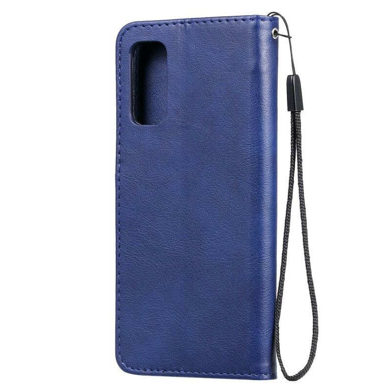 Capa Folio Para Samsung Galaxy S20 De Cordão Efeito De Couro Com Tiras