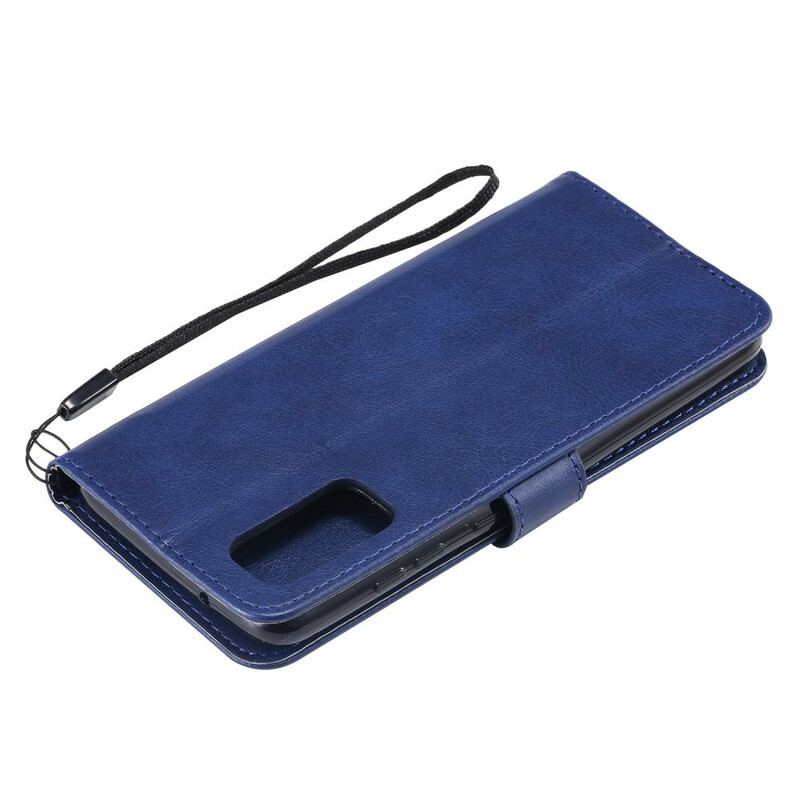 Capa Folio Para Samsung Galaxy S20 De Cordão Efeito De Couro Com Tiras