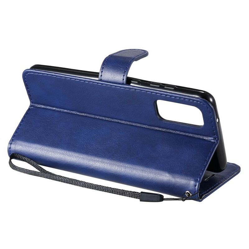 Capa Folio Para Samsung Galaxy S20 De Cordão Efeito De Couro Com Tiras