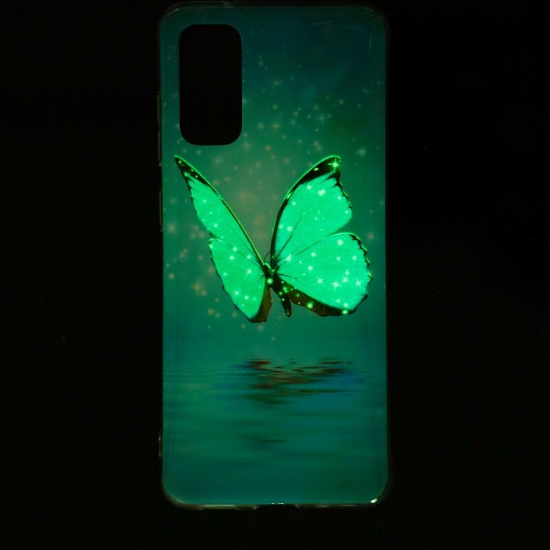 Capa Para Samsung Galaxy S20 Borboleta Azul Fluorescente
