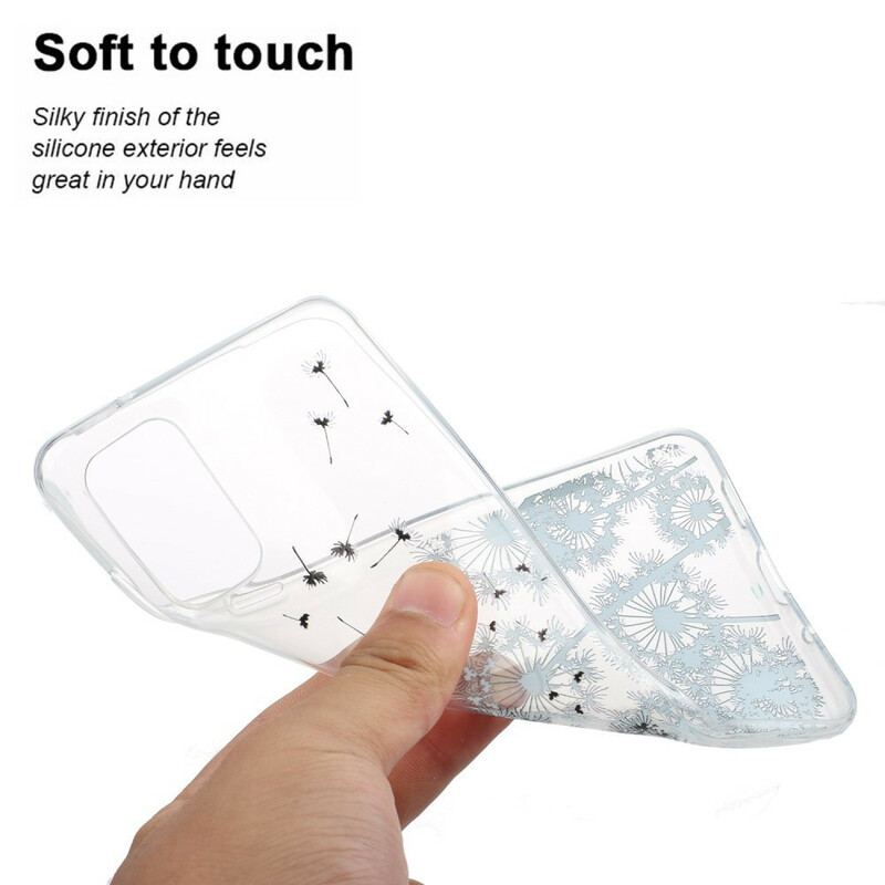 Capa Para Samsung Galaxy S20 Dentes-de-leão Pretos Sem Costura
