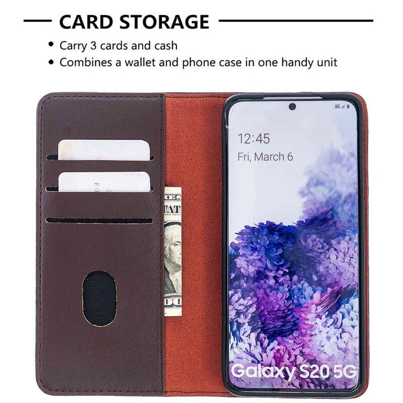 Capa Para Samsung Galaxy S20 Flip Couro Genuíno Destacável
