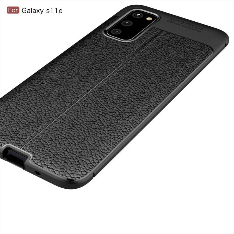 Capa Para Samsung Galaxy S20 Linha Dupla Efeito Couro Litchi