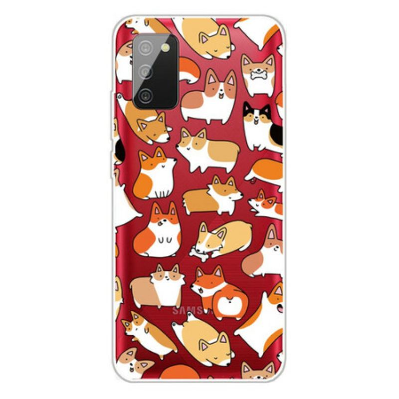 Capa De Celular Para Samsung Galaxy A02s Cães Múltiplos Sem Costura