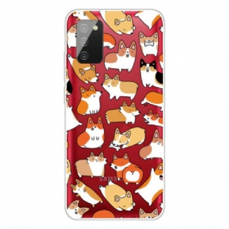 Capa De Celular Para Samsung Galaxy A02s Cães Múltiplos Sem Costura