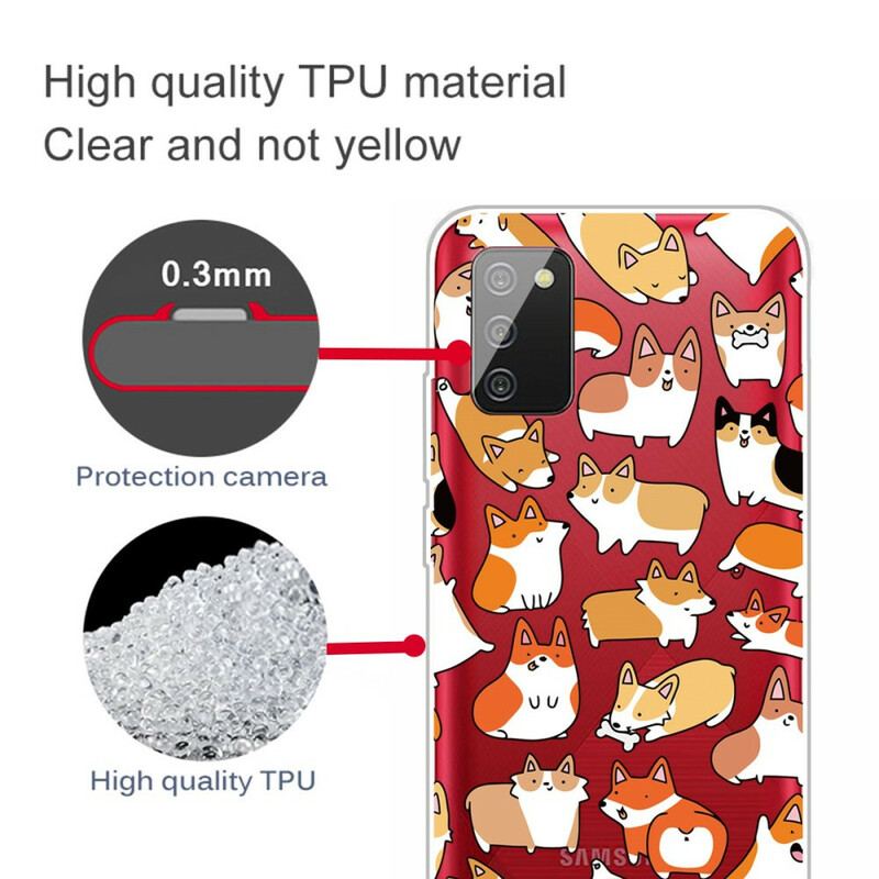 Capa De Celular Para Samsung Galaxy A02s Cães Múltiplos Sem Costura