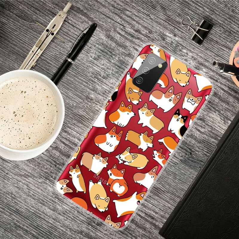 Capa De Celular Para Samsung Galaxy A02s Cães Múltiplos Sem Costura