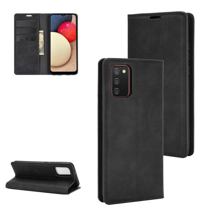Capa De Celular Para Samsung Galaxy A02s Flip Efeito Couro Macio
