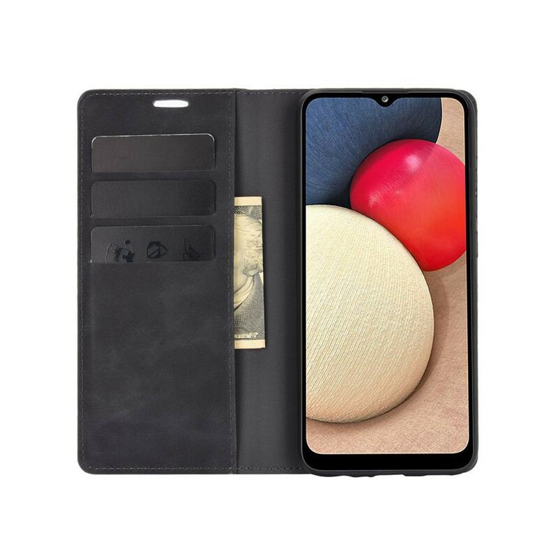 Capa De Celular Para Samsung Galaxy A02s Flip Efeito Couro Macio