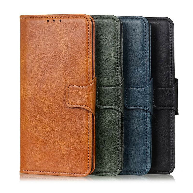 Capa De Couro Para Samsung Galaxy A02s Fecho Reversível Efeito Couro