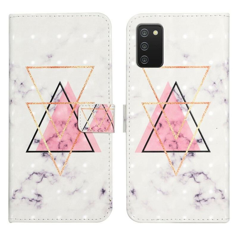 Capa De Couro Para Samsung Galaxy A02s Triângulo De Lantejoulas