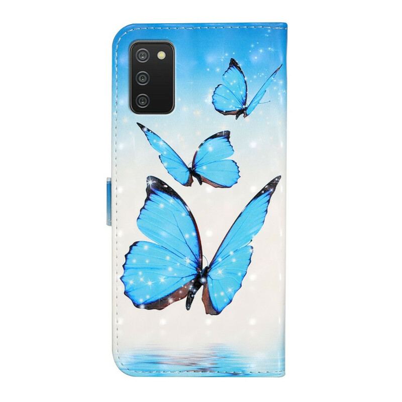 Capa Em Pele Para Samsung Galaxy A02s Vôo De Borboletas