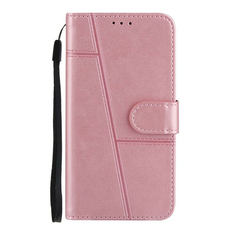 Capa Flip Para Samsung Galaxy A02s De Cordão Strappy Geo Leather Effect