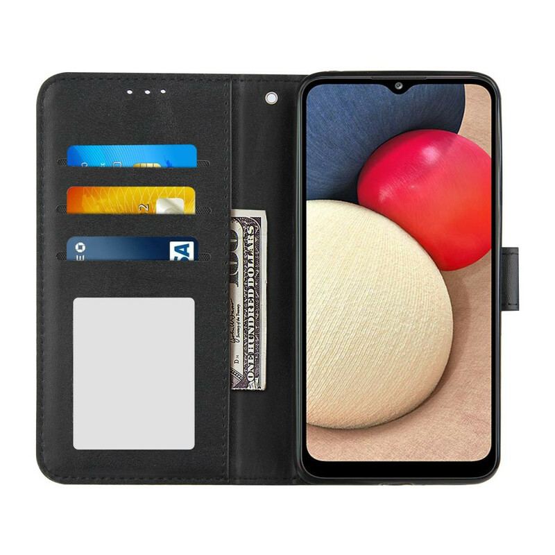 Capa Flip Para Samsung Galaxy A02s De Cordão Strappy Geo Leather Effect