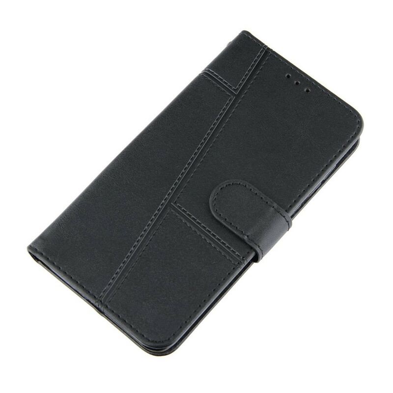 Capa Flip Para Samsung Galaxy A02s De Cordão Strappy Geo Leather Effect