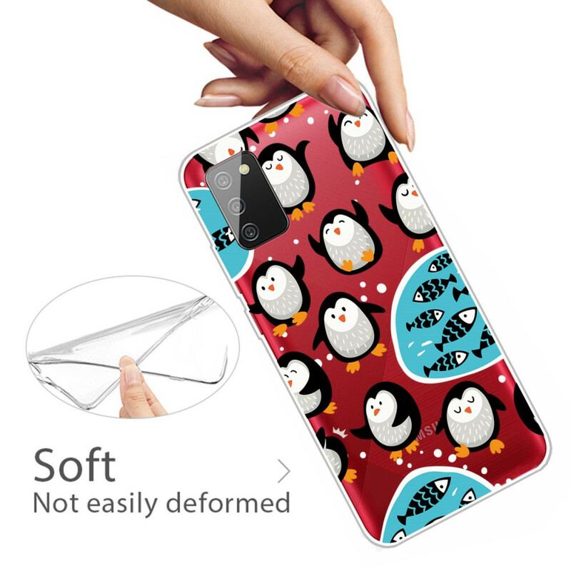 Capa Para Samsung Galaxy A02s Pinguins E Peixes