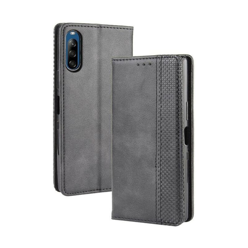 Capa De Celular Para Sony Xperia L4 Flip Efeito Couro Vintage Estilizado