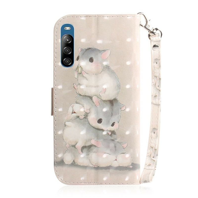 Capa Flip Para Sony Xperia L4 De Cordão Hamsters Tanga