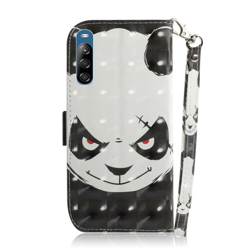 Capa Flip Para Sony Xperia L4 De Cordão Panda Irritado Com Cordão