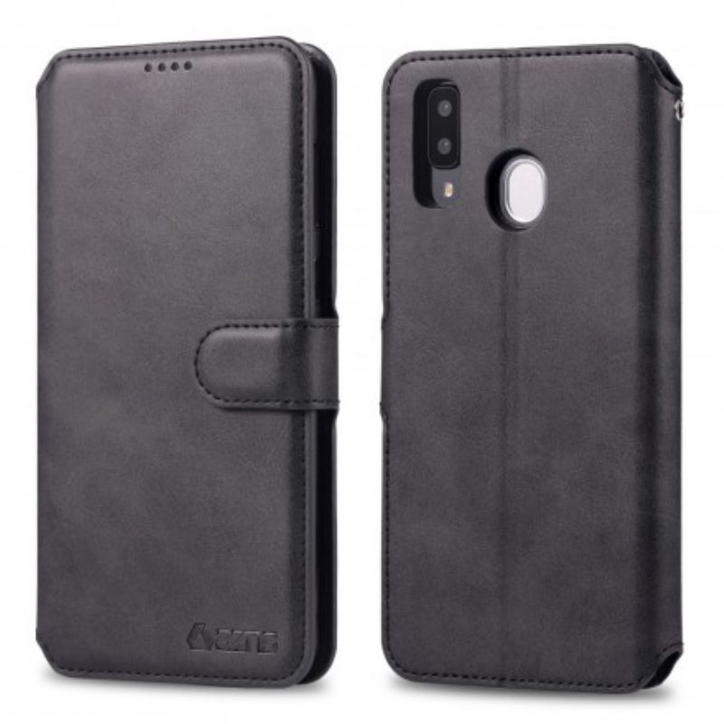 Capa De Couro Para Samsung Galaxy A40 Azns Retrô