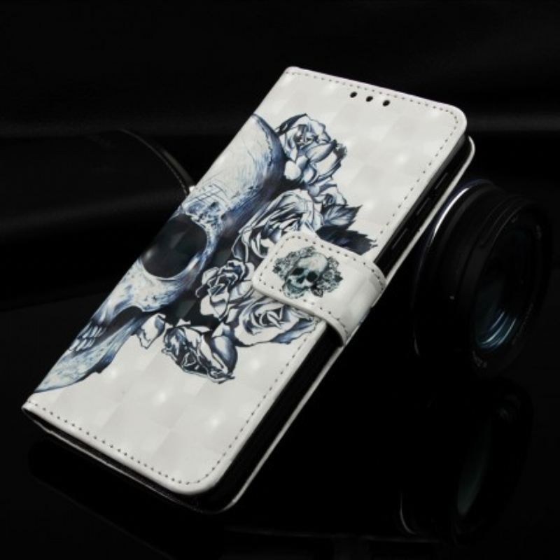 Capa De Couro Para Samsung Galaxy A40 Caveira Florida