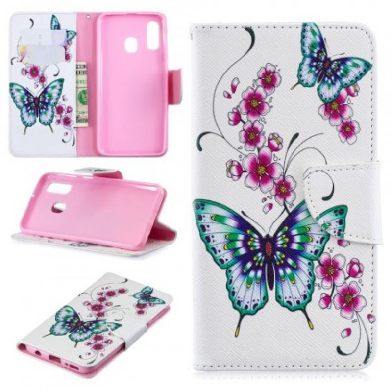 Capa Flip Para Samsung Galaxy A40 Borboletas Maravilhosas