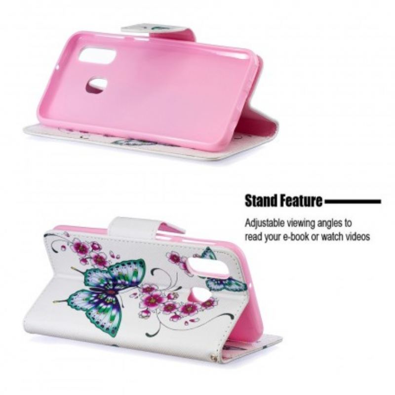 Capa Flip Para Samsung Galaxy A40 Borboletas Maravilhosas