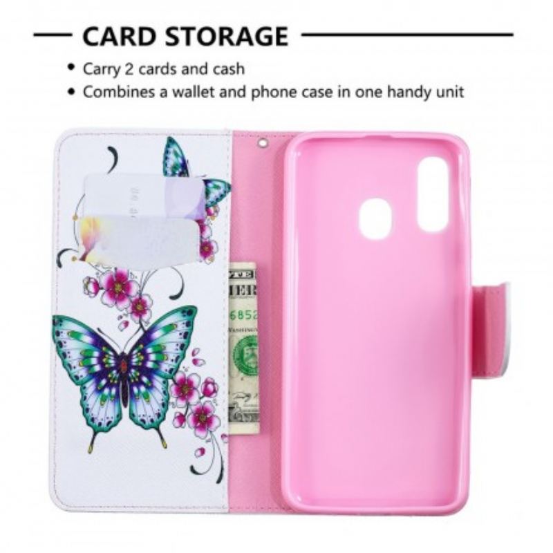 Capa Flip Para Samsung Galaxy A40 Borboletas Maravilhosas