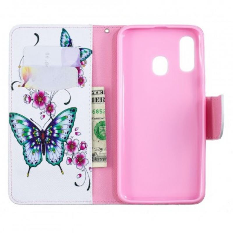 Capa Flip Para Samsung Galaxy A40 Borboletas Maravilhosas