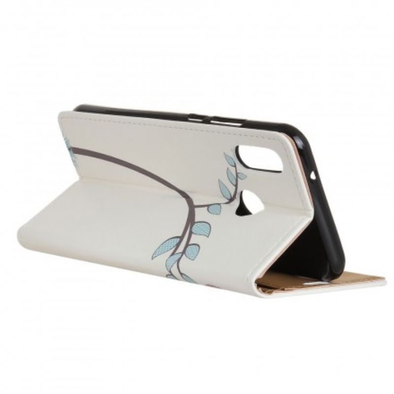 Capa Flip Para Samsung Galaxy A40 Casal De Corujas Na Árvore