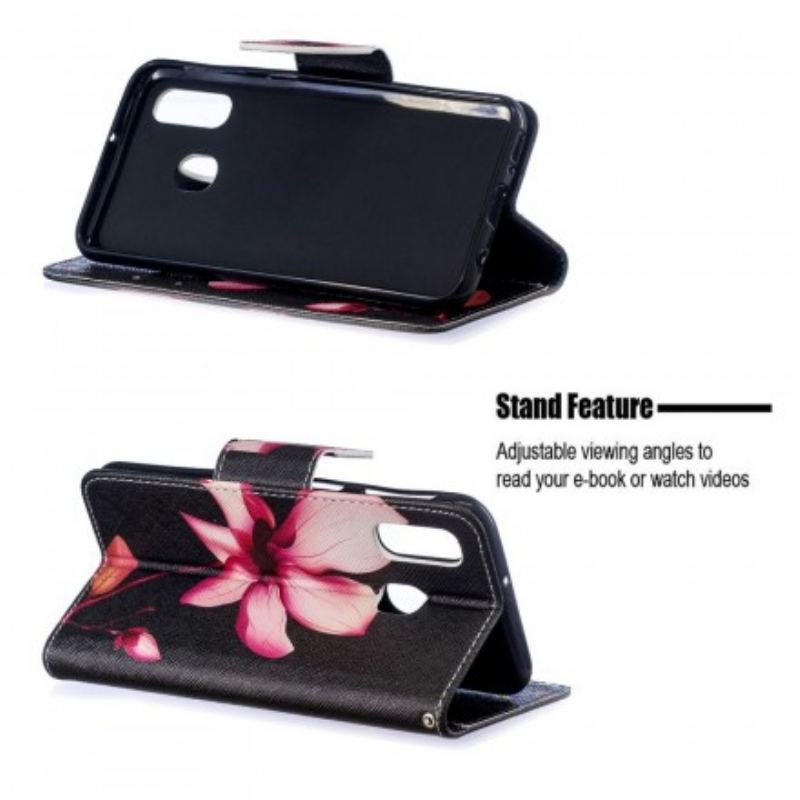 Capa Flip Para Samsung Galaxy A40 Flor Rosa