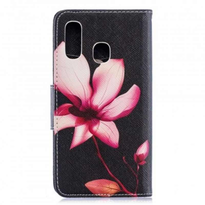 Capa Flip Para Samsung Galaxy A40 Flor Rosa