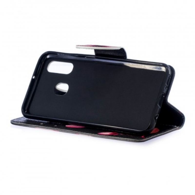 Capa Flip Para Samsung Galaxy A40 Flor Rosa