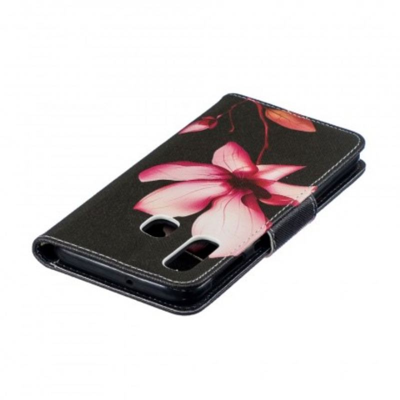 Capa Flip Para Samsung Galaxy A40 Flor Rosa