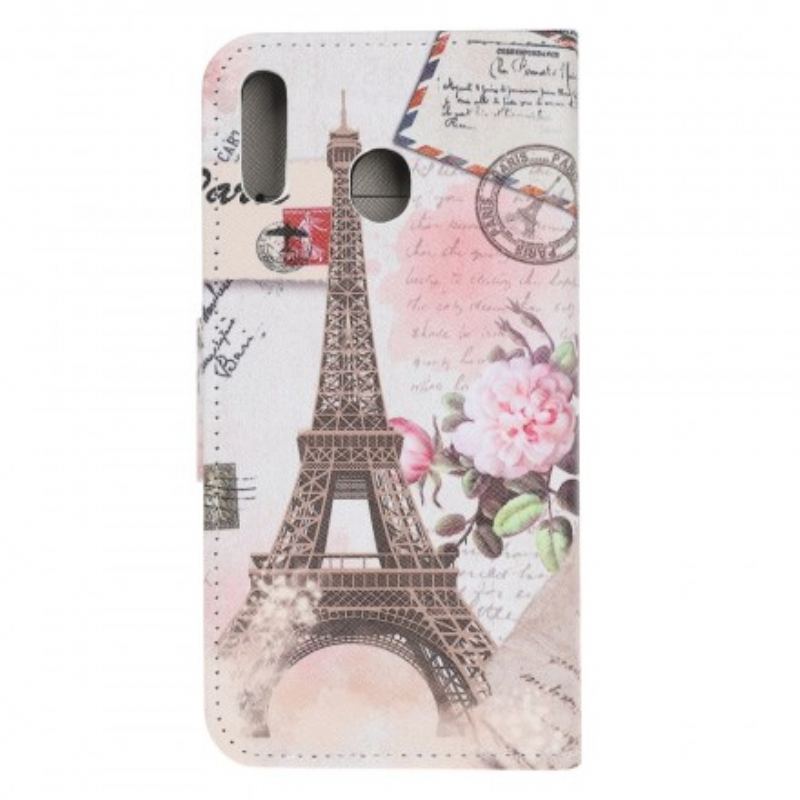 Capa Flip Para Samsung Galaxy A40 Torre Eiffel Retrô