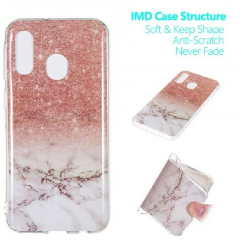 Capa Para Samsung Galaxy A40 Glitter Mármore