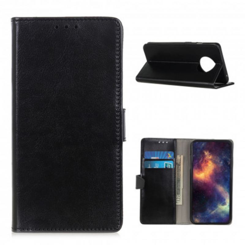 Capa Flip Para Xiaomi Redmi Note 9T Efeito Couro Brilhante Simples