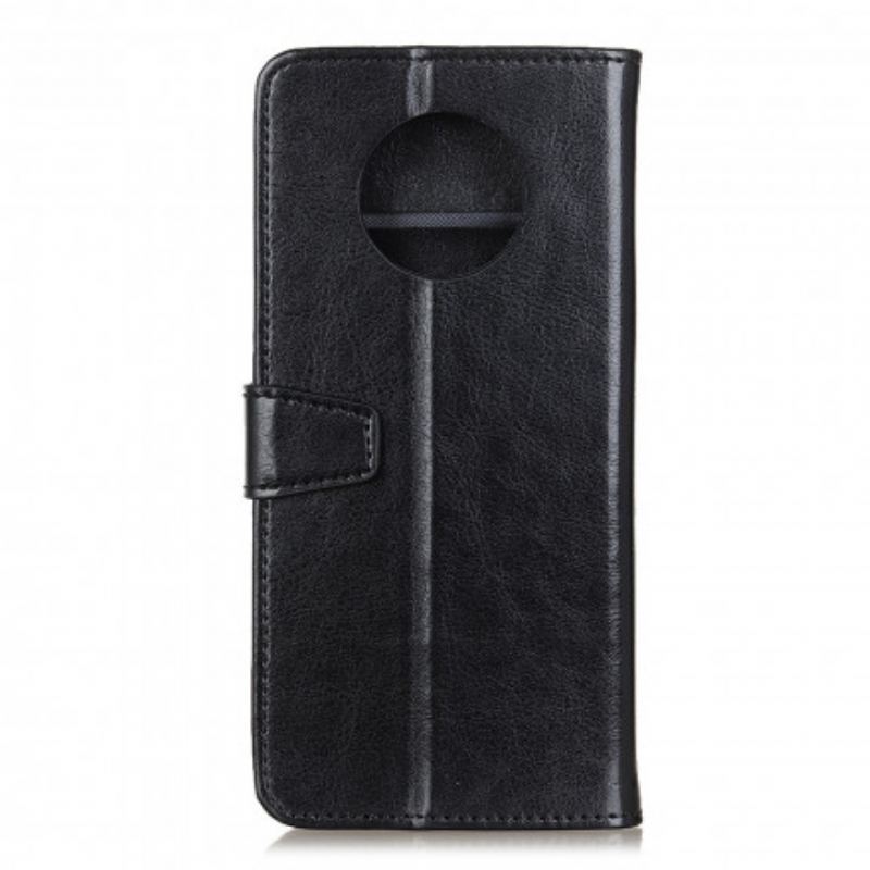 Capa Flip Para Xiaomi Redmi Note 9T Efeito Couro Brilhante Simples