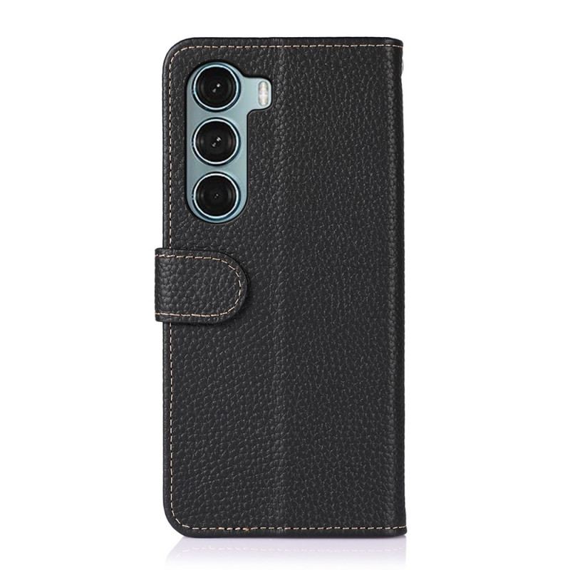 Capa De Couro Para Moto G200 5G Couro Genuíno Lichia Khazneh