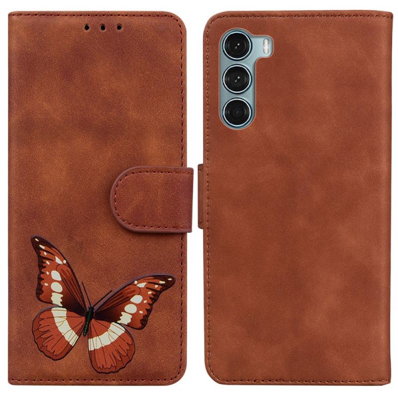Capa Folio Para Moto G200 5G Borboleta Com Toque De Pele