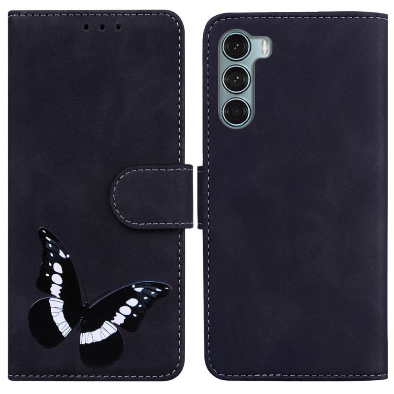 Capa Folio Para Moto G200 5G Borboleta Com Toque De Pele