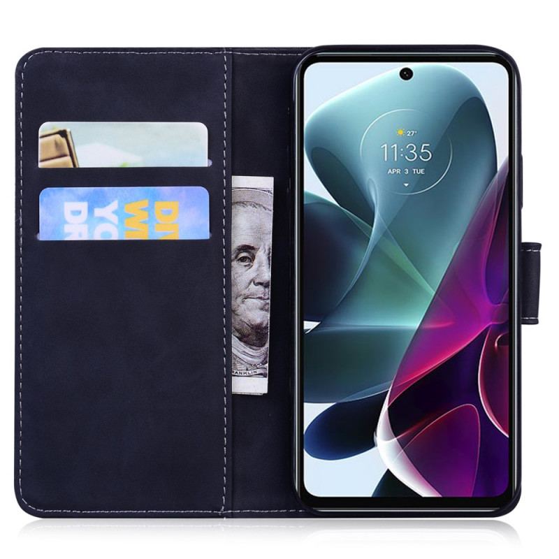 Capa Folio Para Moto G200 5G Borboleta Com Toque De Pele