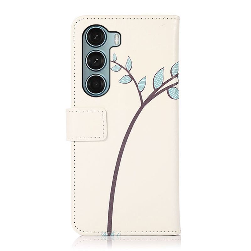 Capa Folio Para Moto G200 5G Casal De Corujas Na Árvore
