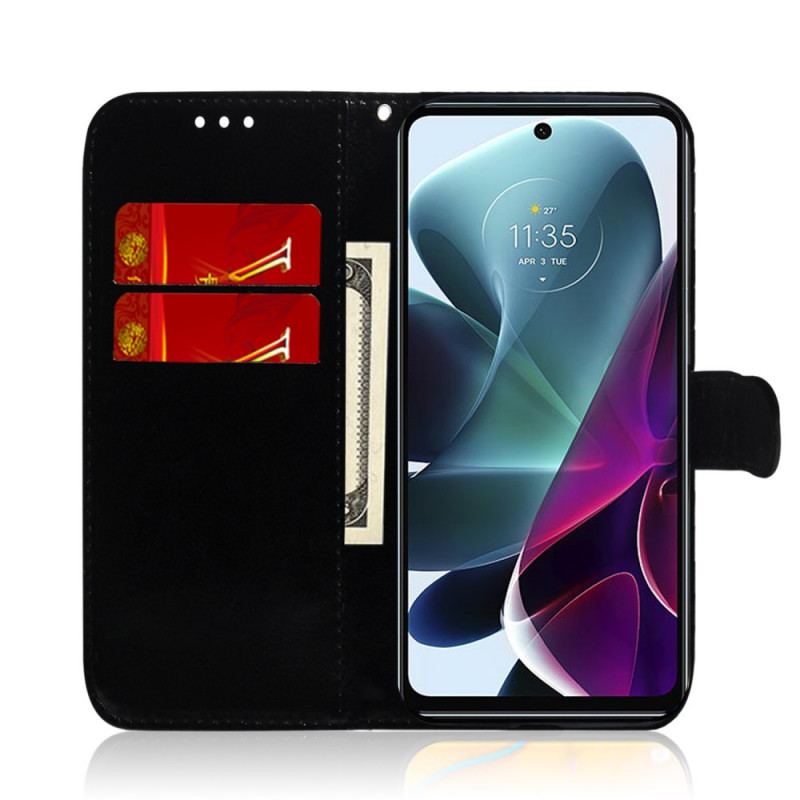 Capa Folio Para Moto G200 5G Capa De Espelho De Couro Sintético