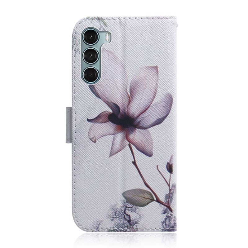 Capa Folio Para Moto G200 5G Flor Rosa Empoeirado